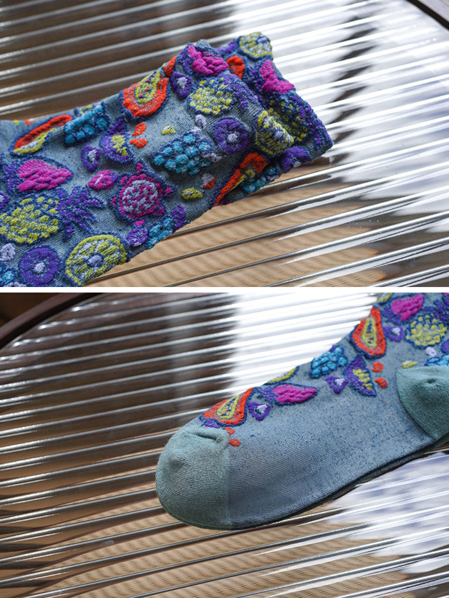 5 Pairs Floral Adult Vintage Winter Socks For Women