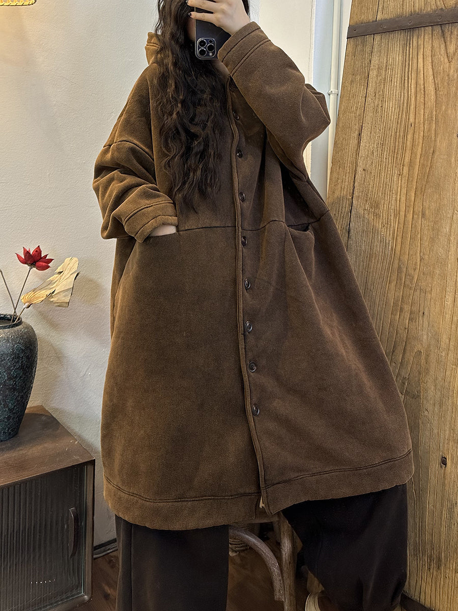 Women Winter Thickened Cotton Loose Hooded Padded Coat