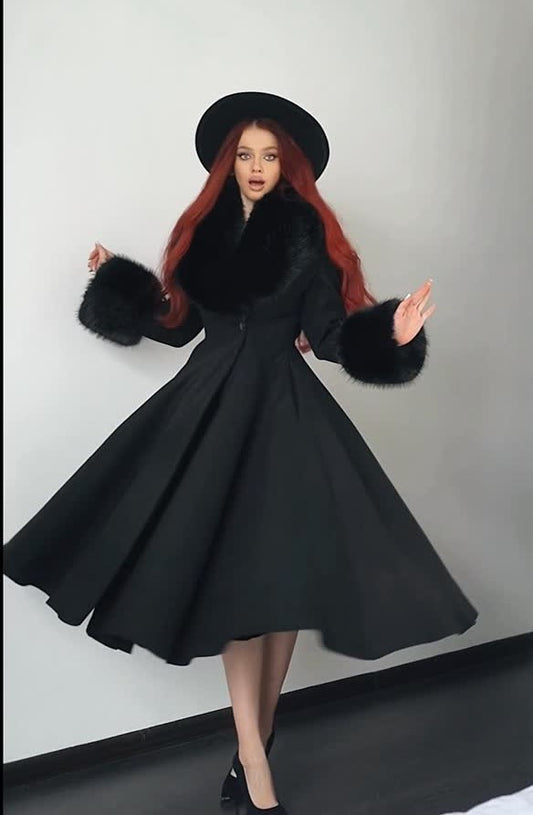 Sexy Long Sleeve Furry Solid Color Long-Cut Coat
