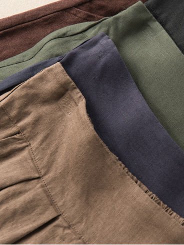 Pure Color Pleated Casual Linen Skirt