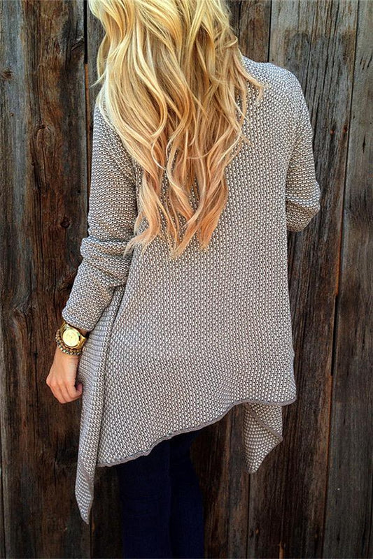Asymmetric Casual Coat Open Knit Cardigan