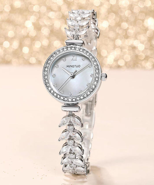 Stylish Silk Stainless Steel Zircon Quartz Movement Waterproof Watches