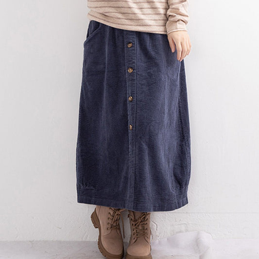 Retro Mid-Length Corduroy Skirt