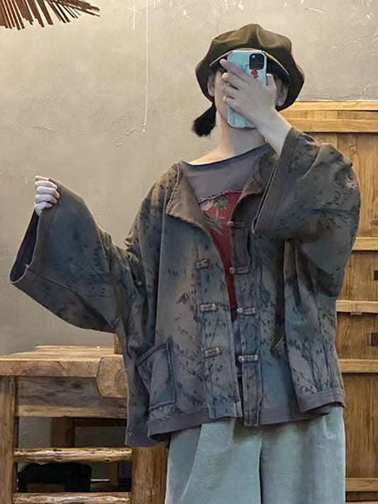Women Winter Worn Button Pocket Loose Coat