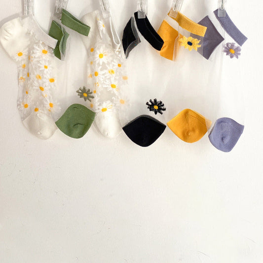 Daisy Embroidery Transparent Summer Socks