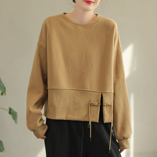 Winter Retro Irregular Patchwork Furred Loose Sweater