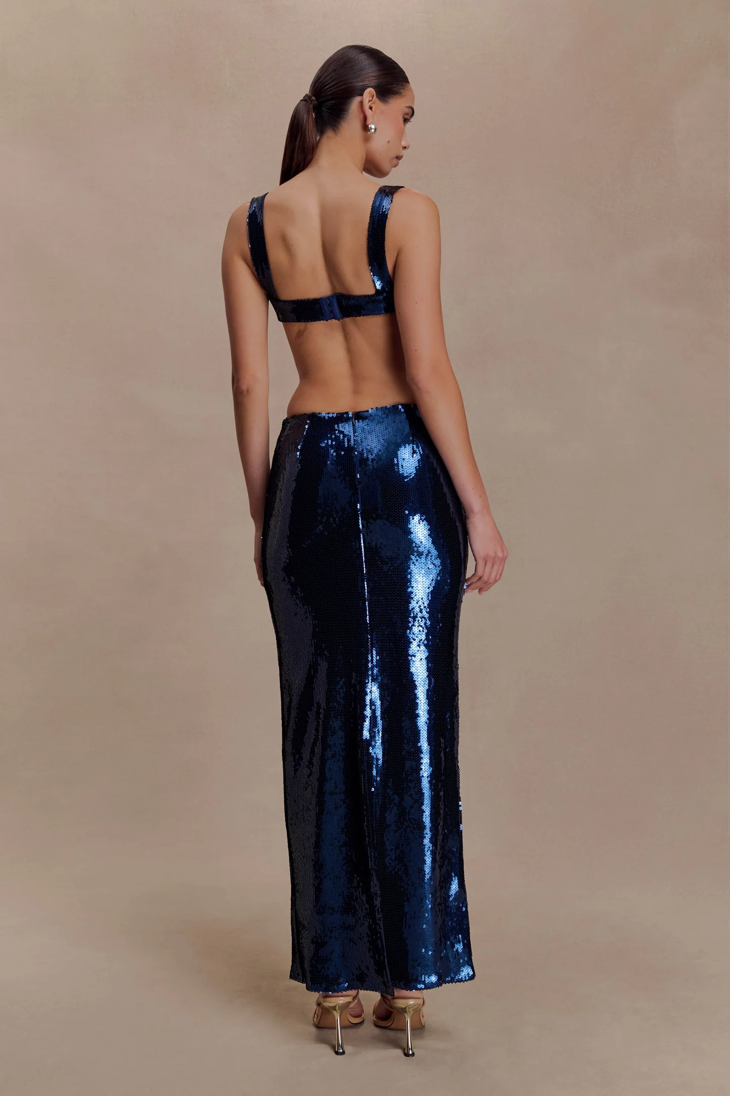 Sexy Sleeveless U-Neck Tight Waist Sequins Dress