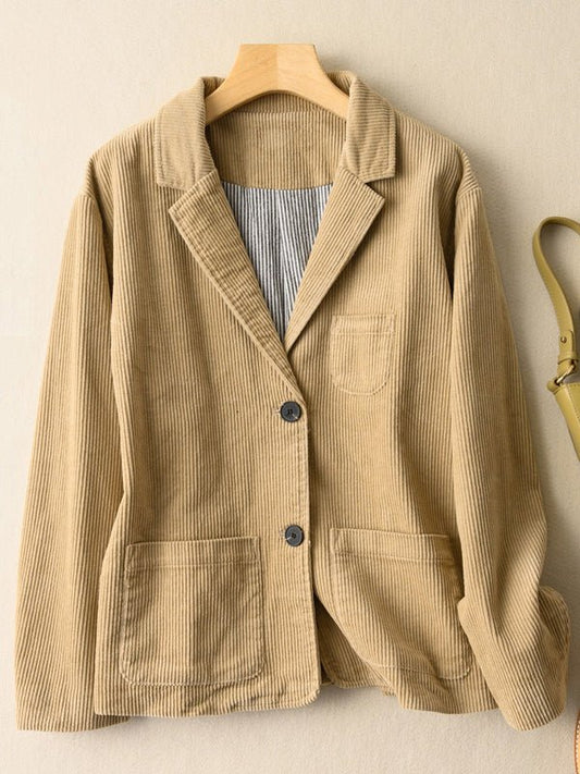100% Natural Fabric Loose Fit Long Sleeve Casual Suit Coat With Pocket
