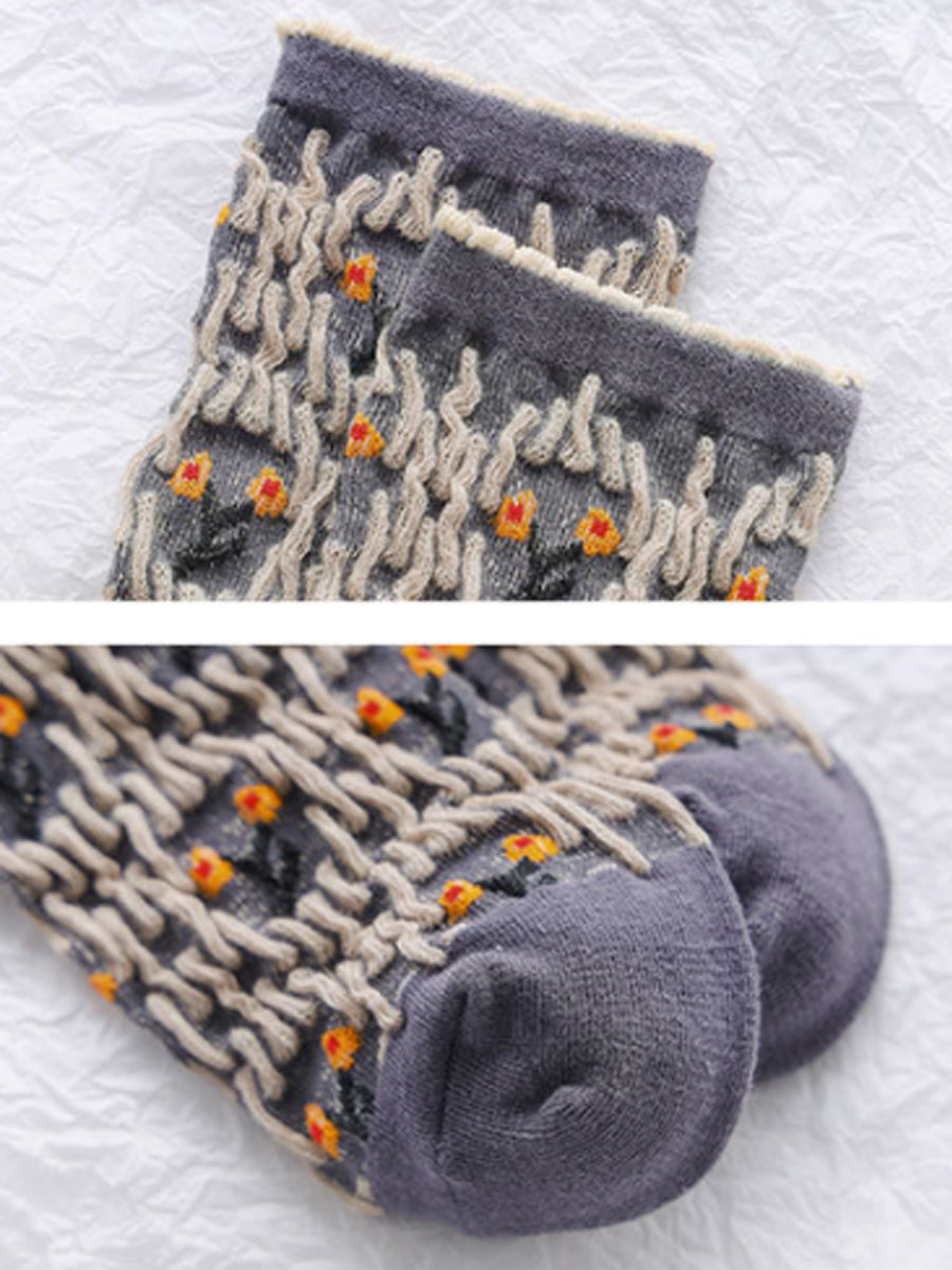100% Cotton Preppy Style Women Socks 5 Pairs