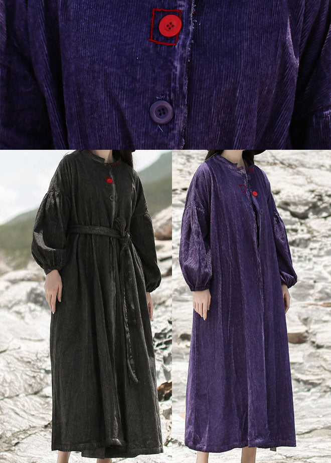 Black Patchwork Corduroy Dress Cinched