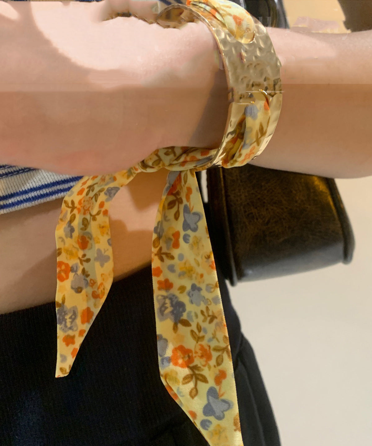 Original Design Gold Overgild Print Ribbon Bangle
