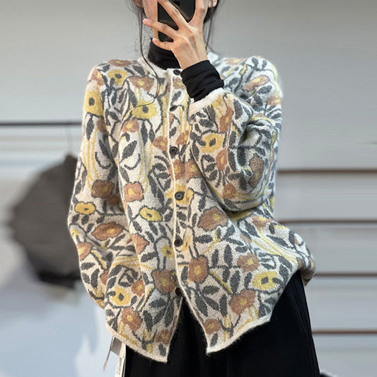 Ethnic Style Jacquard Knitted Literary Plush Sweater