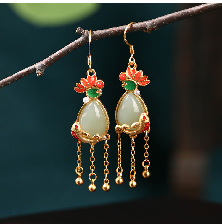 Court Style Tassel Retro Literary Earrings