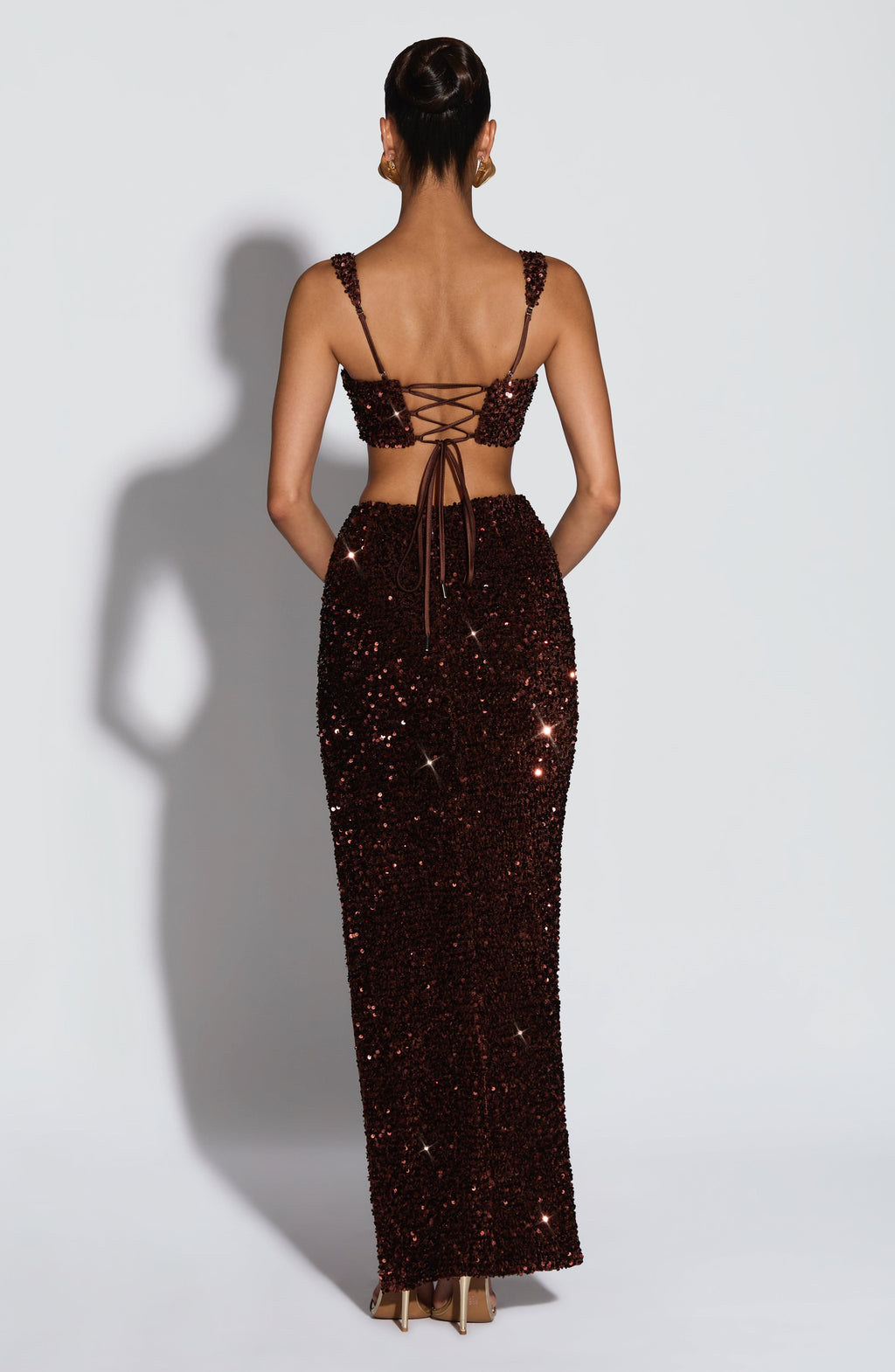 Sexy Suspender Skirt Sequined Slit Suit Skirt