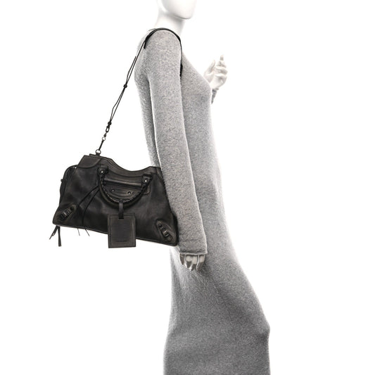 Used Calfskin Black Hardware Neo Classic City Black