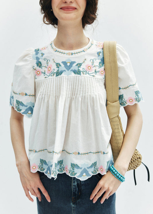Beautiful Yellow Print Puff Sleeve Cotton Shirt