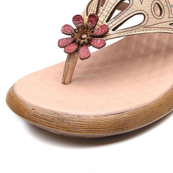 Women 2022 Casual Leather Shoes Beige Portable Slippers