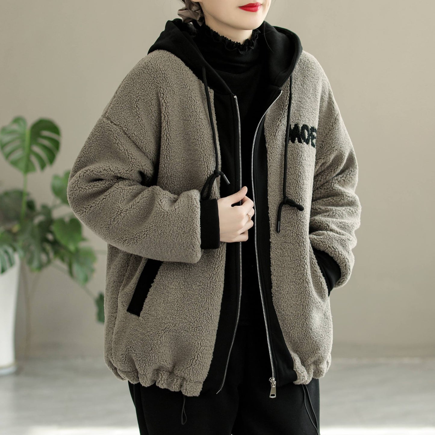 Winter Fashion Casual Berber Fleece Patchwork Coat