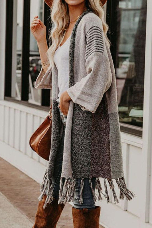 Pearl District Fringe Colorblock Cardigan