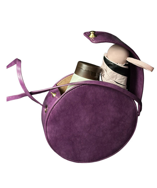 Women Purple Rotundity Solid Durable Leather CrossBody Bag