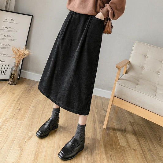 Winter Retro Corduroy Cotton A-Line Skirt