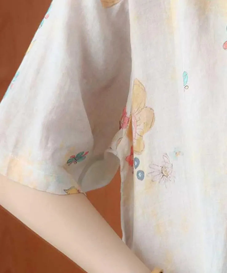 Women beige gray print women blouses o neck silhouette top