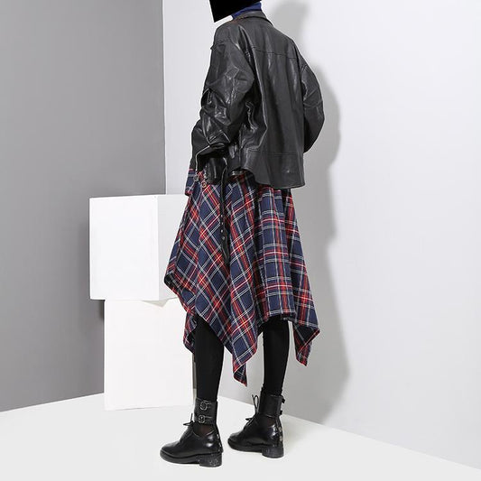Aitana Plaid Picnic Skirt - Navy