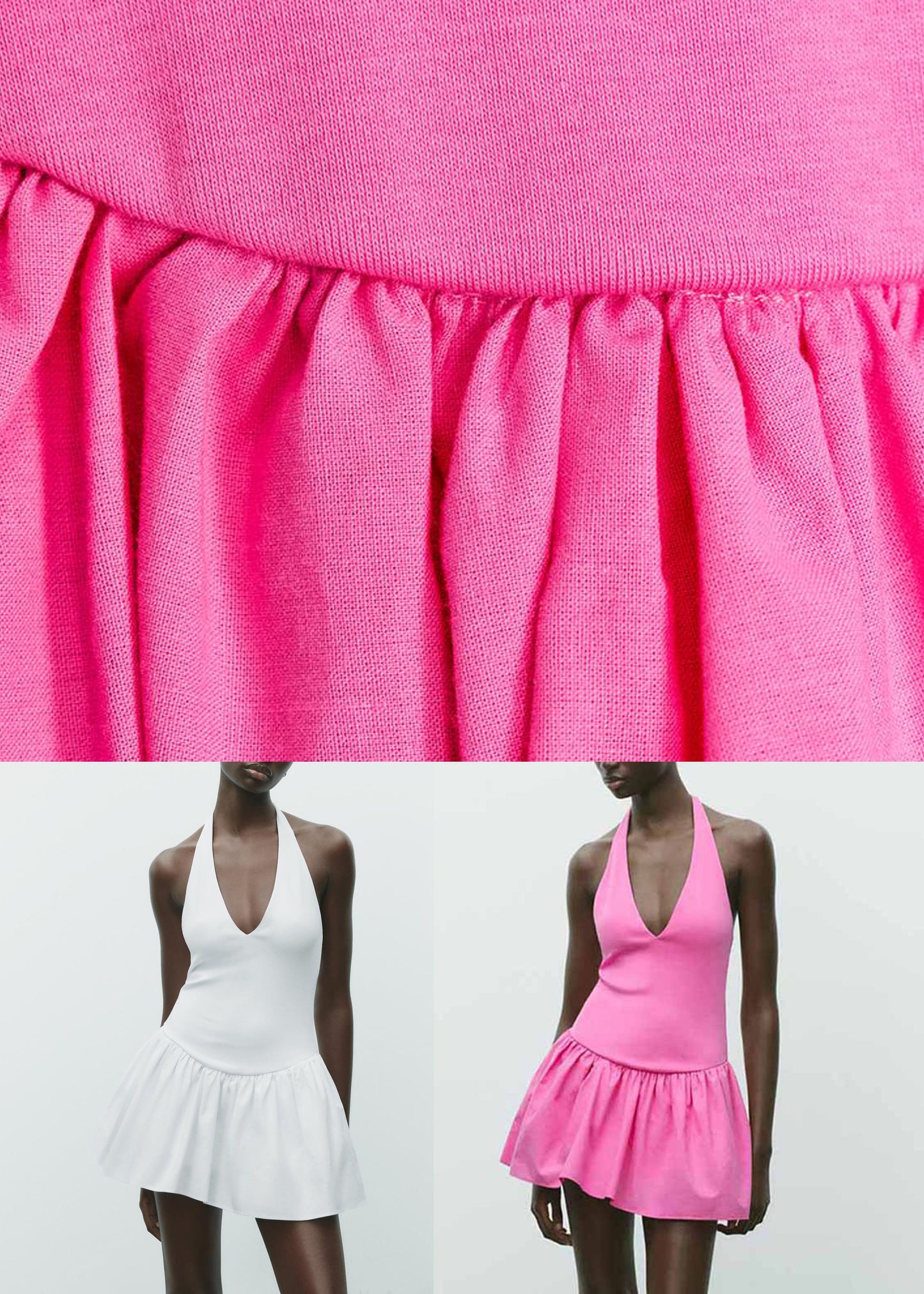 White Wrinkled Solid Cotton Mini Dress Backless Summer