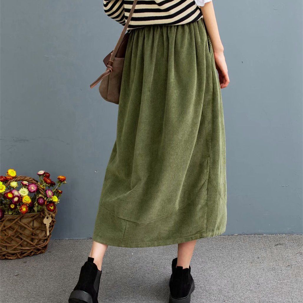 Cozy Autumn Retro Corduroy Casual Loose Skirt