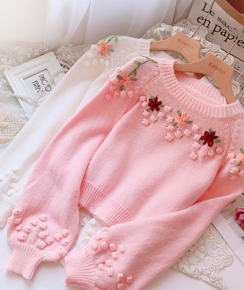 Sweet flowers long sleeve sweater