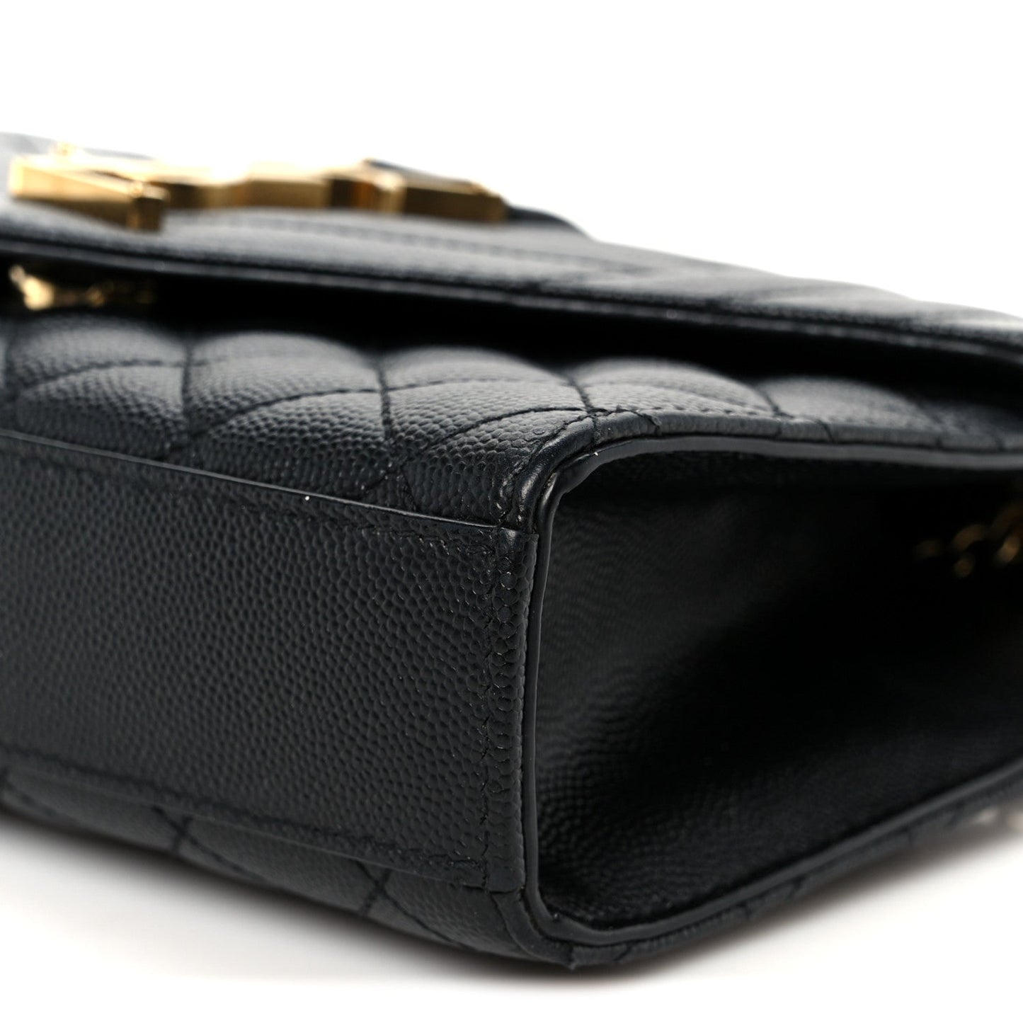 Grain De Poudre Textured Mixed Matelasse Triquilt Small Monogram Satchel Black