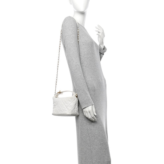 Lambskin Quilted Small Perfect Meeting Hobo White