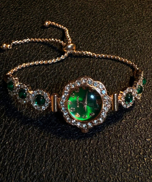 Fine Silk Alloy Zircon Gem Stone Pull-Out Watches
