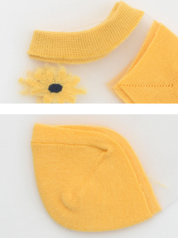 Daisy Embroidery Transparent Summer Socks