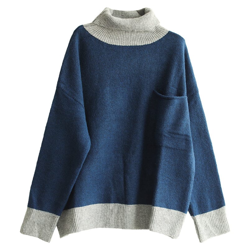 Winter Fashion Color Matching Turtlenewck Knitted Sweater