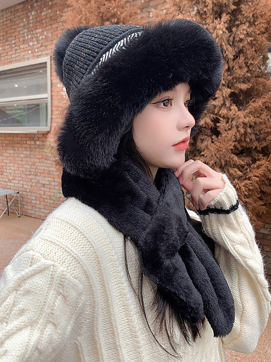 Women Winter Solid Color Adult Plush Hat