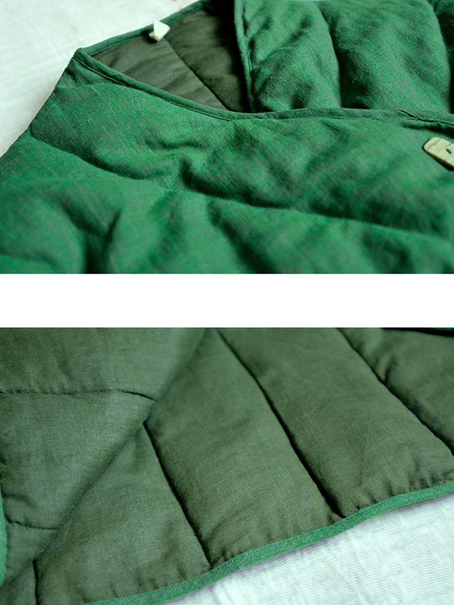 Women Vintage Solid Loose Button Cotton linen Jacket