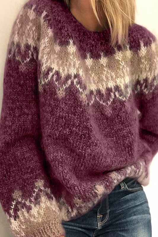 Jacquard Casual Round Neck Sweater
