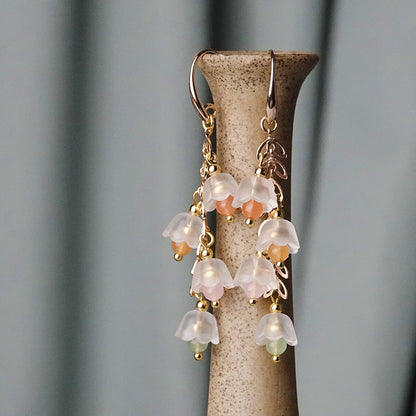Glass Lily of the Valley Earrings Long Tassel Earrings