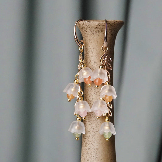 Glass Lily of the Valley Earrings Long Tassel Earrings