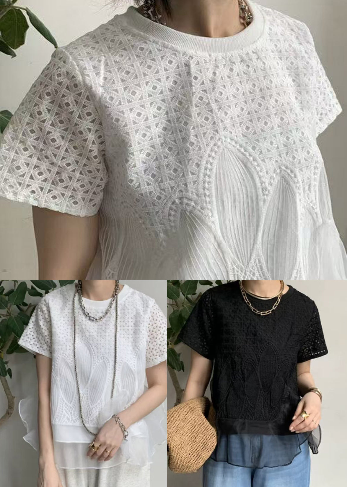 Fashion Black Embroideried Patchwork Tanks Summer