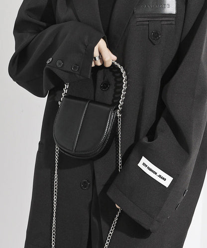 Stylish Black CrossBody Faux Leather Mini Chain Linked Bag