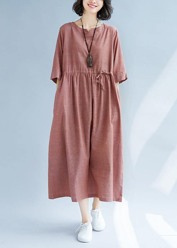 Classy drawstring cotton Tunics Photography red Robe Dresses summer