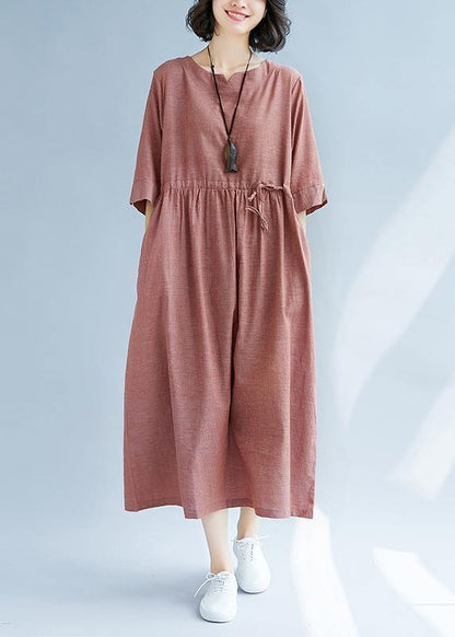 Classy drawstring cotton Tunics Photography red Robe Dresses summer