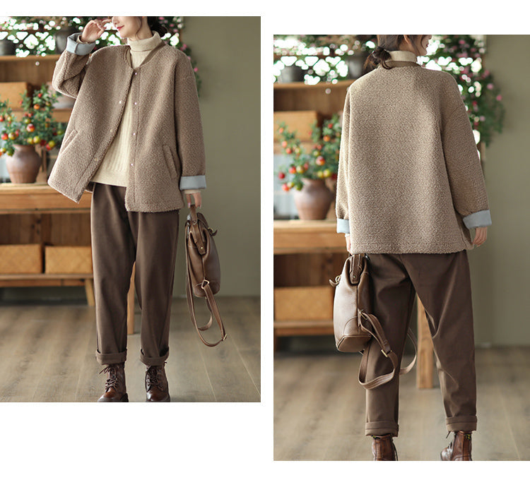 Retro Fashion Soft Lamb Wool Coat