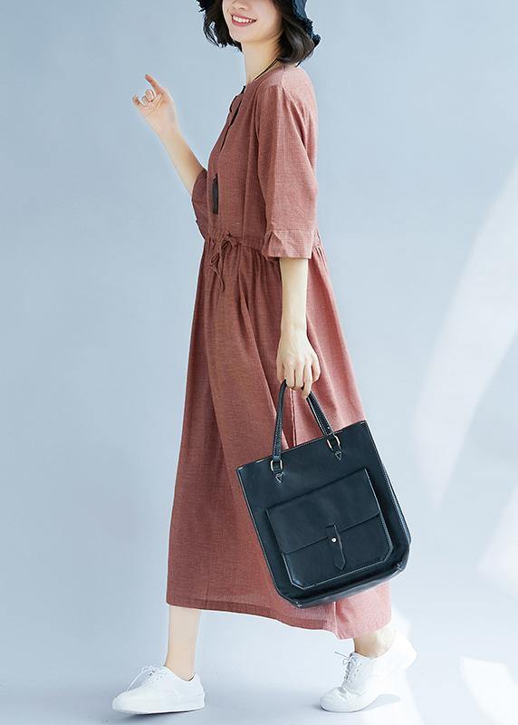 Classy drawstring cotton Tunics Photography red Robe Dresses summer