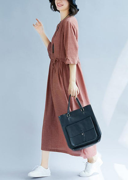 Classy drawstring cotton Tunics Photography red Robe Dresses summer