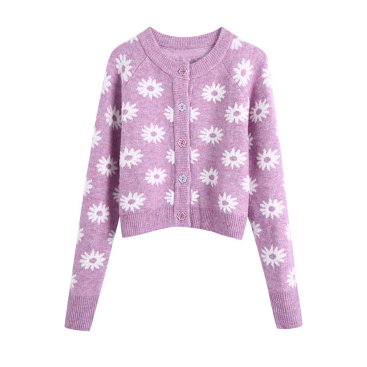 Autumn flower-shaped decorative women's cardigan