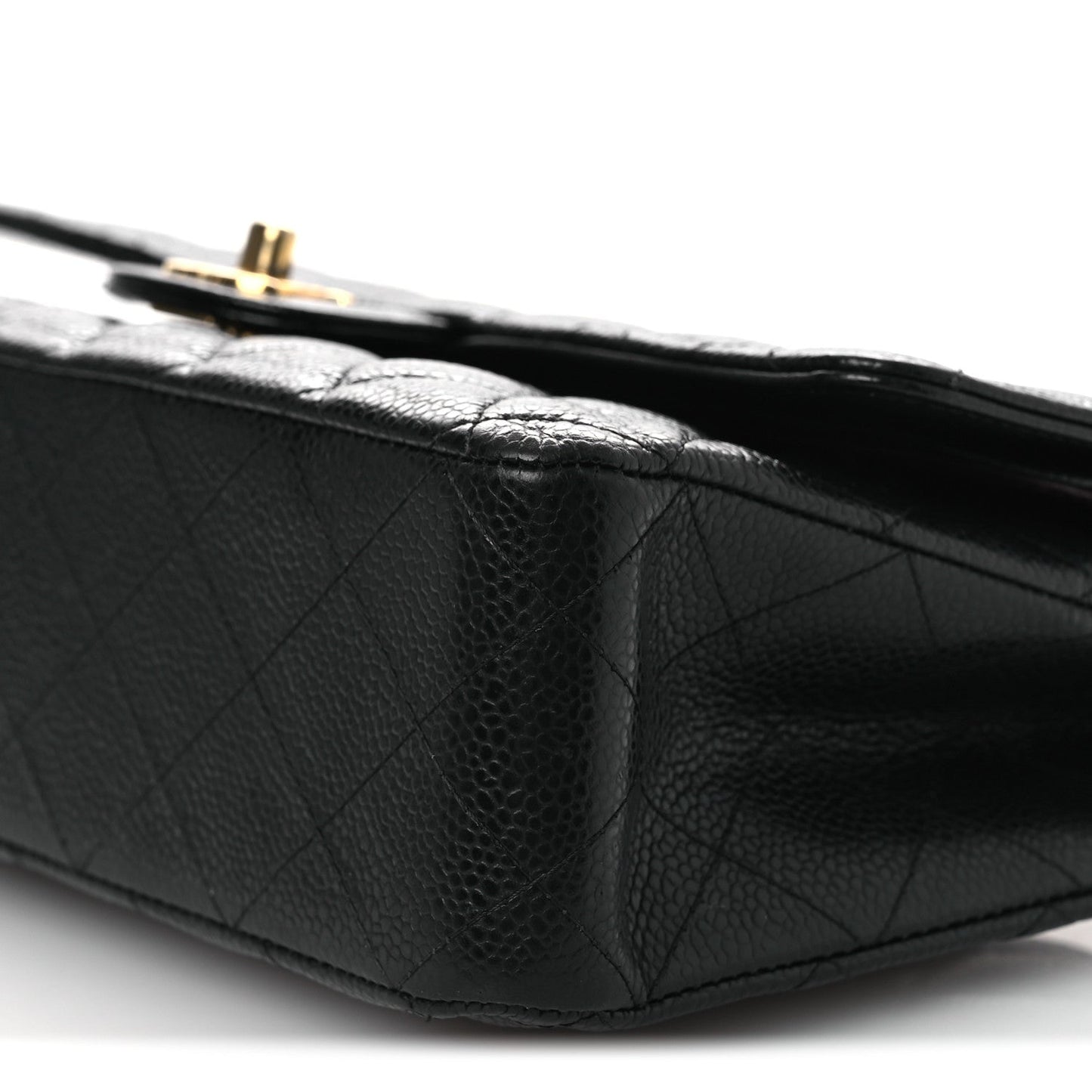 Caviar Quilted Medium Double Flap Black