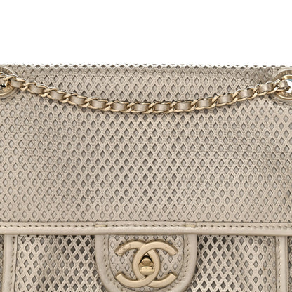 Metallic Perforated Calfskin Small Up In The Air Flap Light Gold